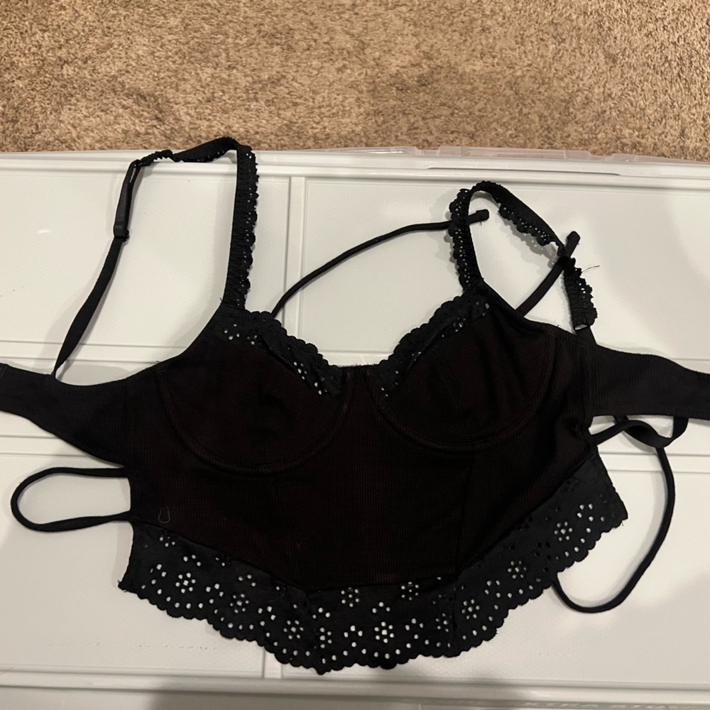 Colsie Black Lace Trim Bralette